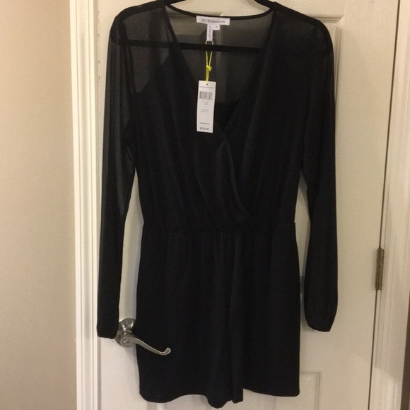 BCBGeneration Romper black sheer long sleeves - Picture 2 of 7